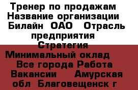 Тренер по продажам › Название организации ­ Билайн, ОАО › Отрасль предприятия ­ Стратегия › Минимальный оклад ­ 1 - Все города Работа » Вакансии   . Амурская обл.,Благовещенск г.